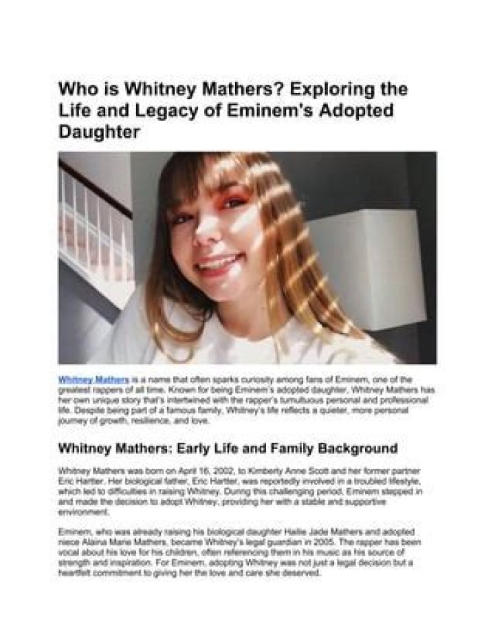 Exploring the Life and Legacy of Whitney Mathers: Eminem's Daughter