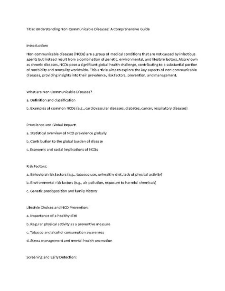 Understanding Non-Communicable Diseases (NCDs): A Comprehensive Guide